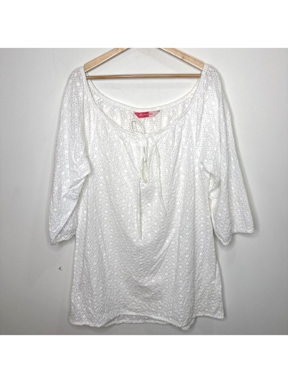 Ella Moss Isla Eyelet Cottagecore Swim Cover-up Dress Tunic M Boho Coastal Beach